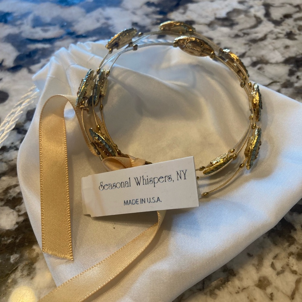 Seasonal Whispers NY Gold Bracelet set of 3 with opal turquoise NWT $117.95
